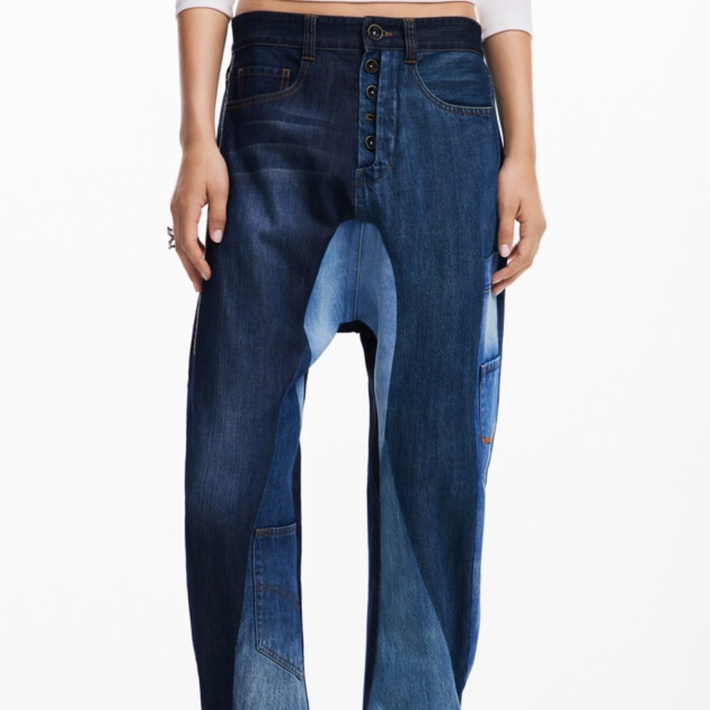 DESIGUAL BAGGY PATCH JEANS